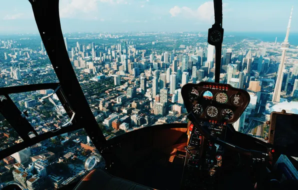 Aviation, building, height, helicopter, the instrument panel, helicopter cabin