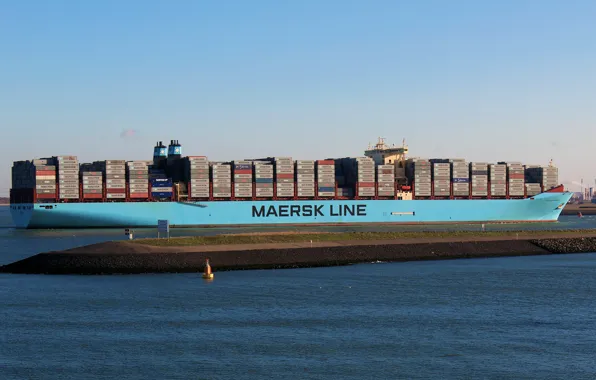 Reflection, The ship, Line, Cargo, A container ship, Madison, Container, Maersk