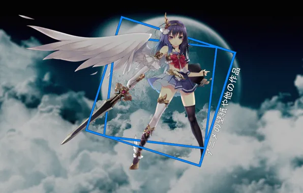 The sky, clouds, angel, anime, anime, madskillz