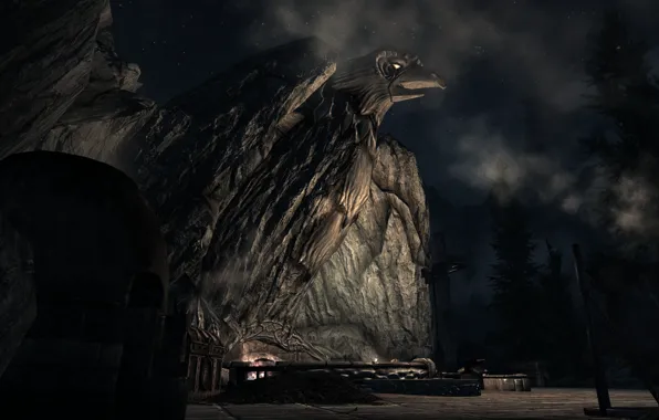 Night, Skyrim, The elder scrolls, Whiterun, The heavenly forge
