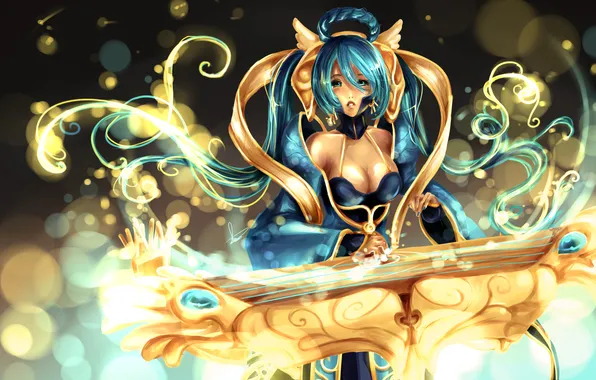 Picture girl, music, harp, tool, league of legends, sona buvelle