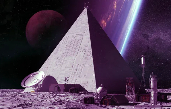 Stars, Station, Space, Style, Planet, Pyramid, Fantasy, Planets