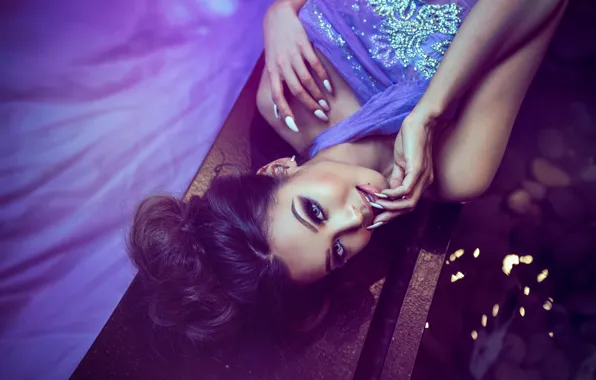 Girl, makeup, brunette, Dannie Riel