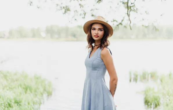 Picture summer, hat, dress, girl look