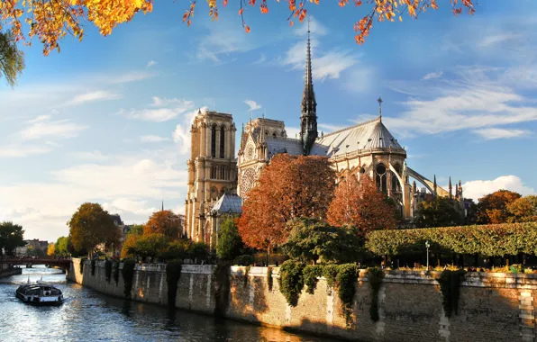 Picture autumn, bridge, nature, the city, river, France, Paris, Hay