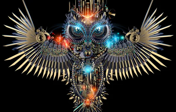 Picture background, owl, bird, mechanism
