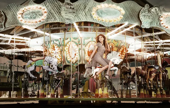 Picture girl, background, carousel