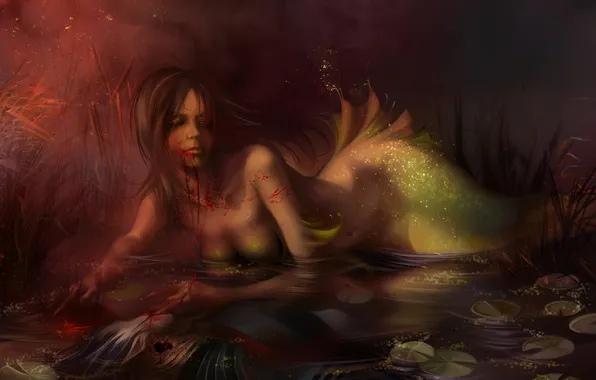 Water, blood, elf, mermaid, Girl, sparks, the corpse, Mermaid