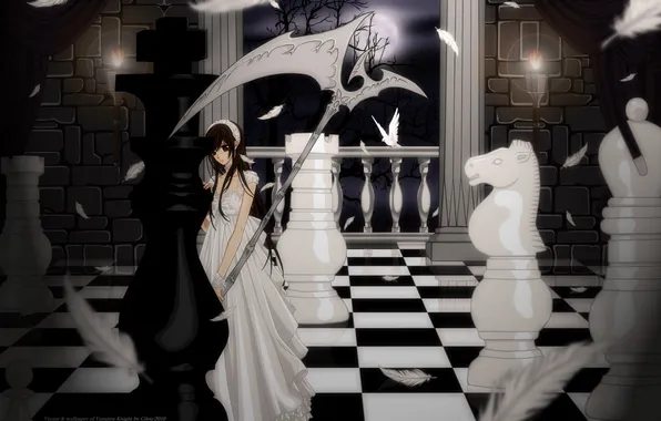 Girl, chess, figure, king, Yuki Cross Kuran, Artemis