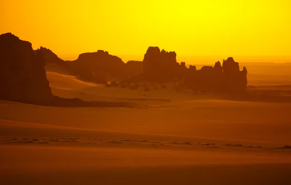 Picture sand, light, mountains, yellow, desert
