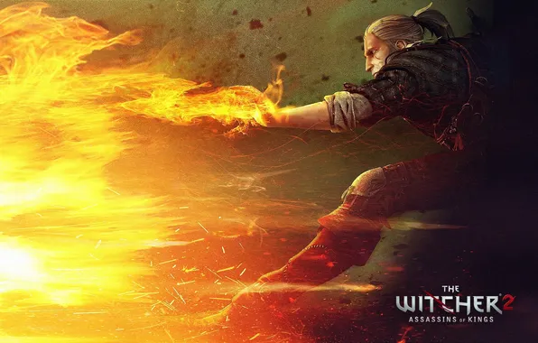 Picture game, fire, Geralt, the Witcher 2: Assassins of the kings