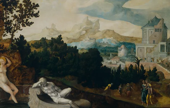 Oil, picture, mythology, The Toilet Of Bathsheba, Jan van Scorel, Jan van Scorel, 1540