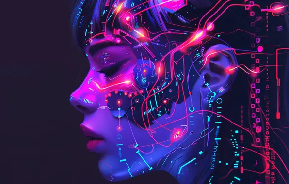 Picture advanced, humanoid, technologically, portrait, female