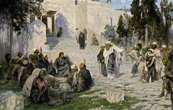 Picture, Vasily Polenov, mythology, Christ and the sinner