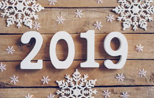 Picture winter, snowflakes, tree, Board, New Year, new year, wood, winter