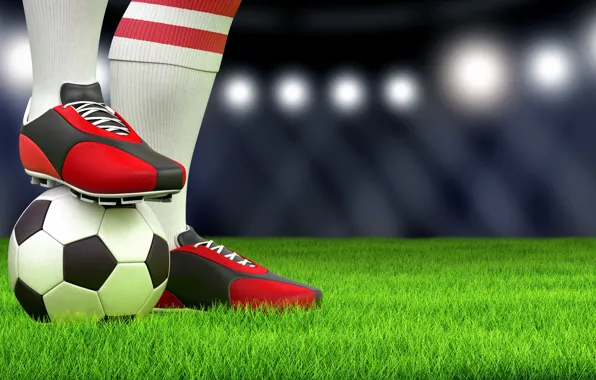 Greens, field, grass, lights, lawn, football, feet, sport