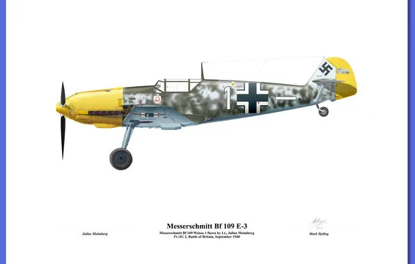Military, illustration, avion, josef Priller bf 109