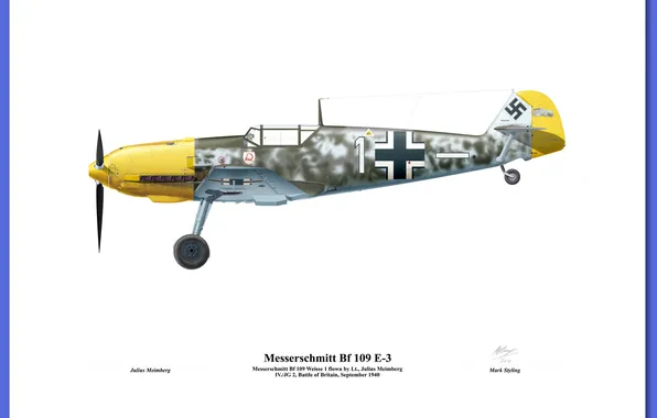 Picture military, illustration, avion, josef Priller bf 109