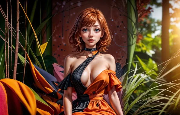 Dress, art, beautiful, sitting, bust, dewasa