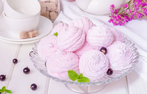Picture plate, dessert, marshmallows