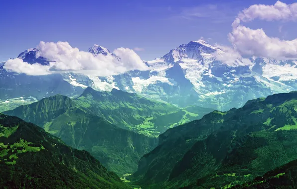Landscape, mountains, nature, valley, Switzerland, Alps, Bernese Alps