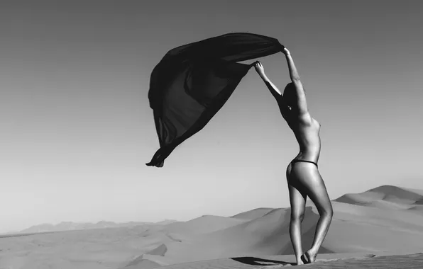 Sand, erotic, girl, mood, desert, shawl