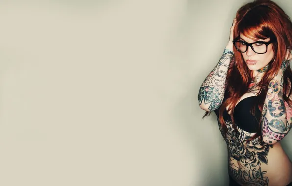 Slim, beautiful, Red, tattoo, ololo