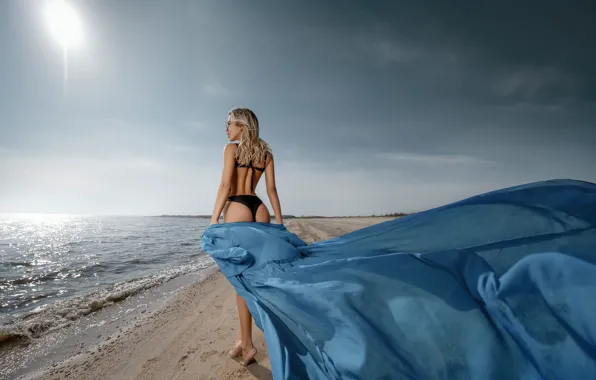 Sea, beach, the sky, girl, figure, bikini, Sergey Gokk