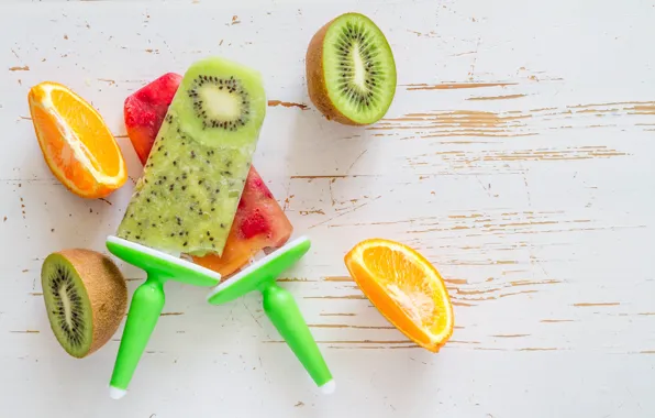 Ice cream, ice, fruit, dessert, fruit, orange, cream, kiwi