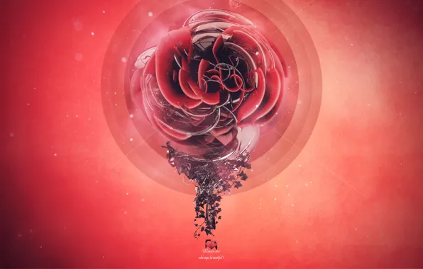 Flower, style, creative, graphics, red, render
