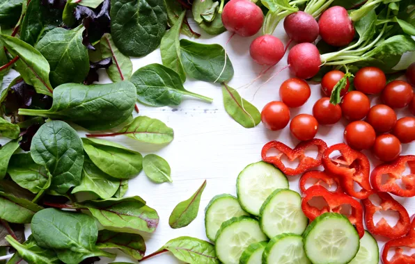 Greens, vegetables, cutting
