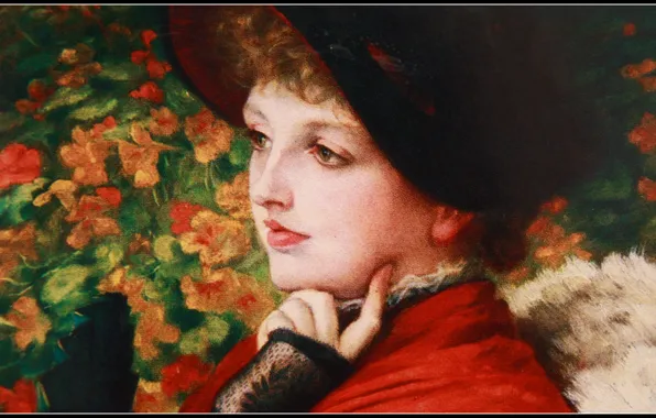 Girl, oil, portrait, picture, painting