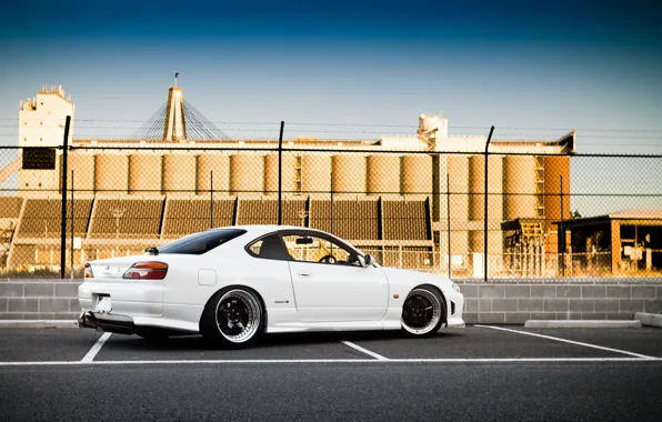 Picture white, S15, Silvia, Nissan, white, Nissan, tuning, rear