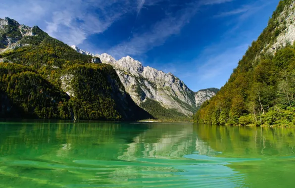 Mountains, lake, Germany, Bayern, Königssee