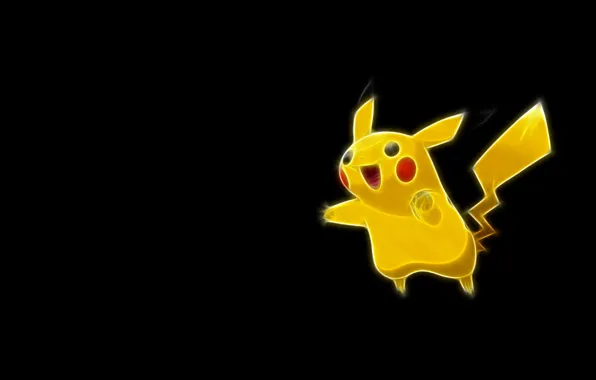 Picture yellow, tail, Pikachu, ears, tail, pokemon, Pikachu, neon lines