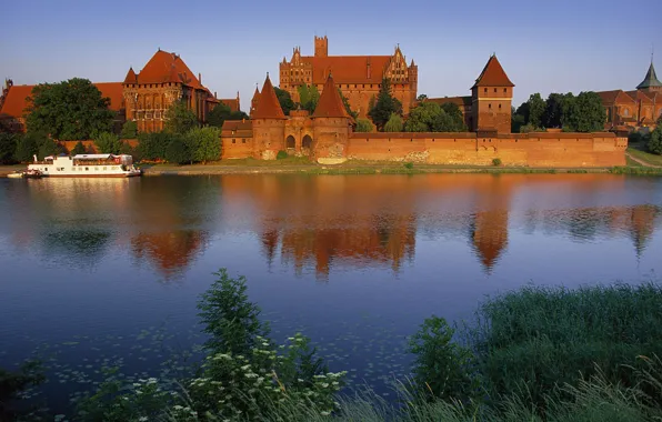 Water, Reflection, Trees, Castle