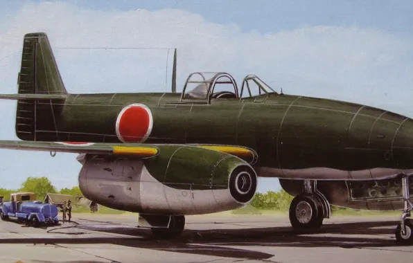 The sky, fighter, prototype, bomber, Art, the airfield, jet, Japanese