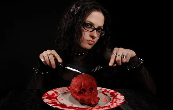 Girl, heart, food, plate