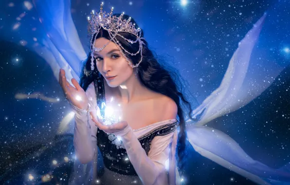 Look, girl, decoration, style, crown, makeup, dress, brunette