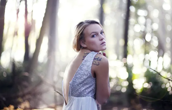 Picture girl, background, tattoo