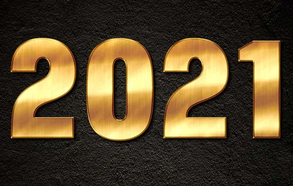 Picture new year, figures, gold, black background, date, 2021