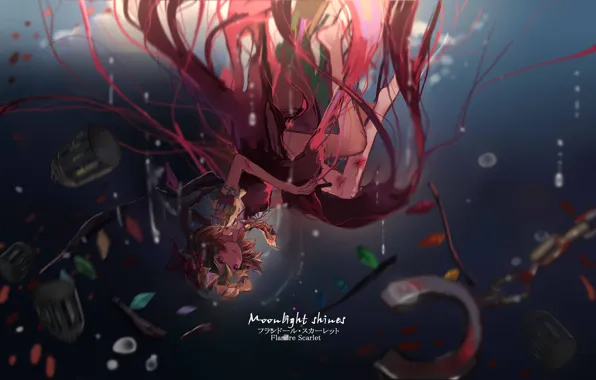 The wreckage, water, blood, drop, cap, touhou, art, wounds