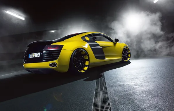 Audi, Yellow, Smoke, Supercar, Rear, MTM