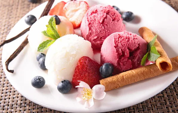 Berries, ice cream, fresh, dessert, sweet, sweet, dessert, berries