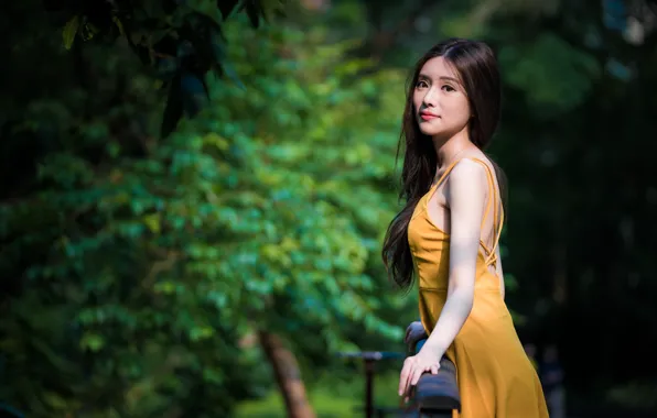 Look, girl, hair, dress, Asian, cutie, bokeh