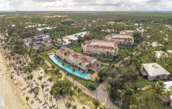 Beach, palm trees, the ocean, the hotel, Dominican Republic, Grand Palladium Resort