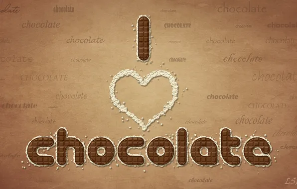 Picture chocolate, words, chocolate, I love chocolate