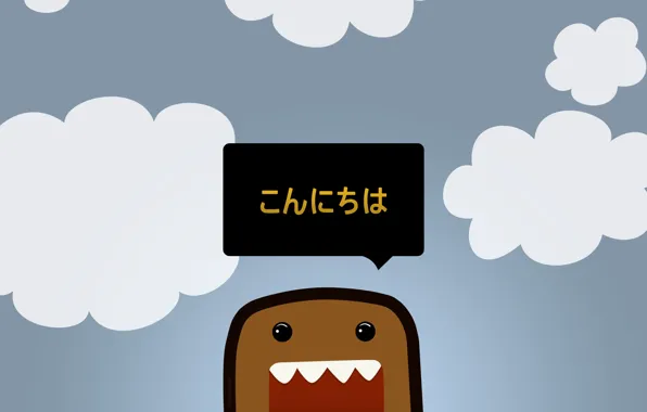 Picture the sky, clouds, Wallpaper, minimalism, vector, picture, character, DOMO-kun