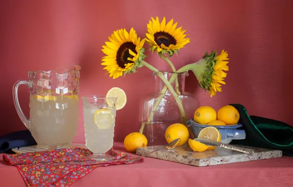 Picture glass, table, yellow, spoon, knife, mug, Cup, drink