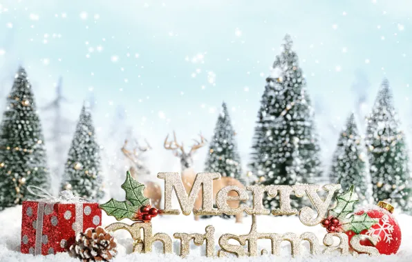 Snow, snowflakes, background, holiday, Wallpaper, tree, new year, Christmas